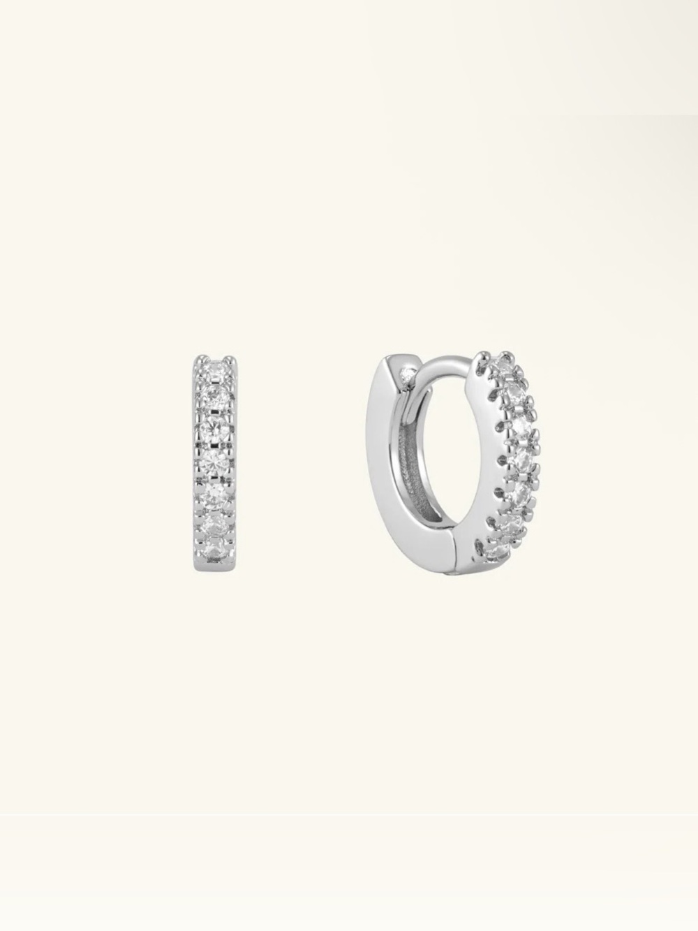 Heart Made of Gold Sterling Silver CZ Huggie Hoop Earrings Hinged Closure 10mm